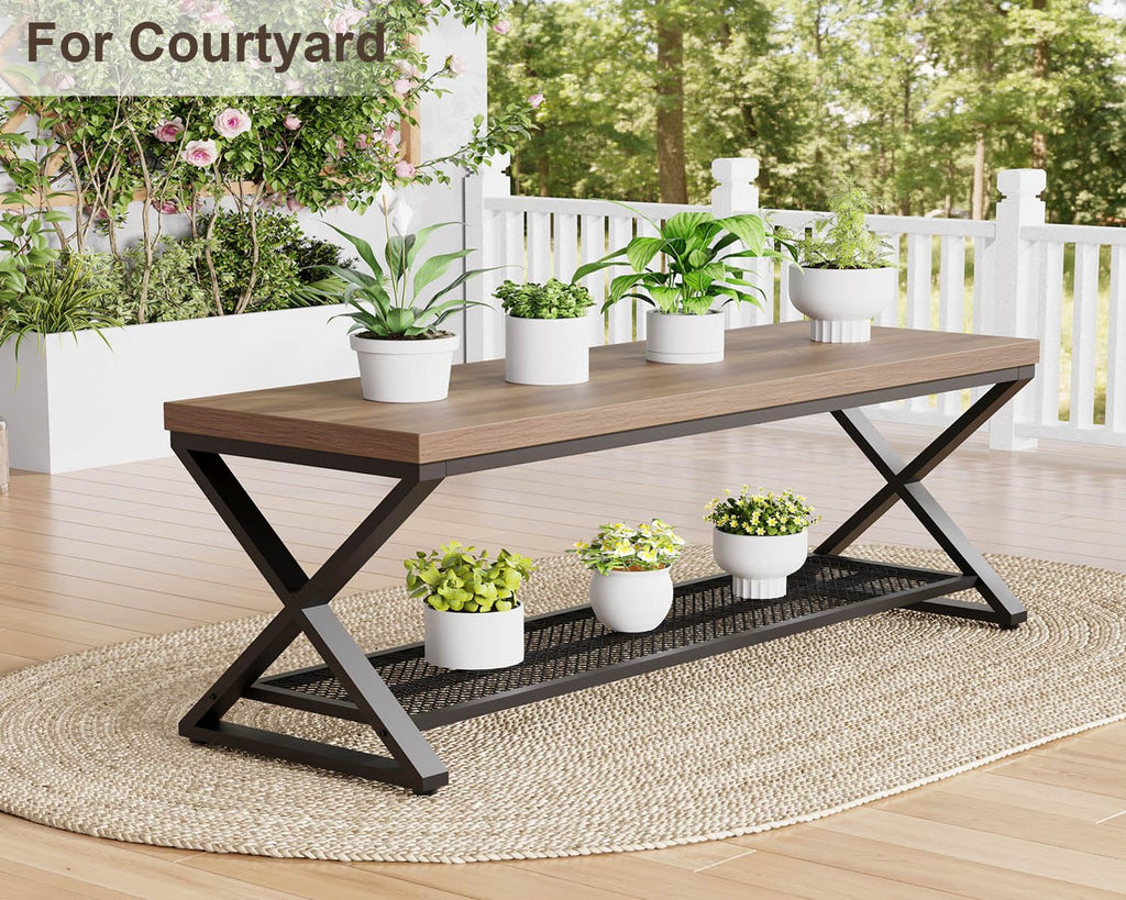 Entryway Bench, Indoor Shoe Bench with Storage & Seating Rustic Oak 47"