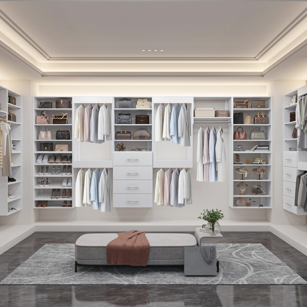 Modular Closet System, 19.5" Wide Wall-Mounted Closet Tower Organizer with Adjustable Shoe Shelves for Walk-In Closet
