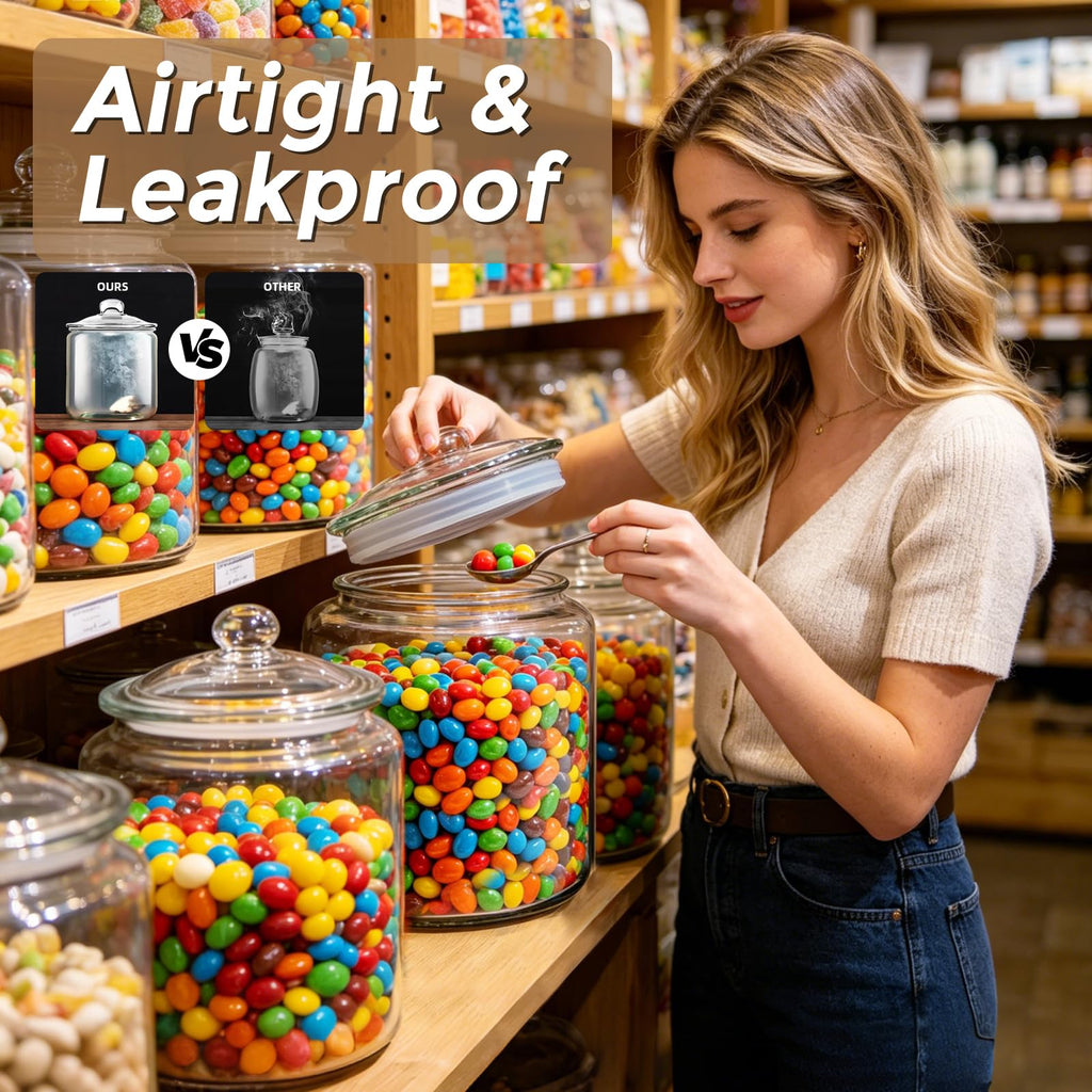 1 Gallon Glass Jar with Lid, Wide Mouth Cookie Jar for Pantry