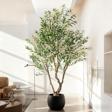 8ft Faux Olive Tree with Pot & Moss Artificial Olive Plant Fake Olive Tree Decor, Large Indoor Artificial Trees Faux