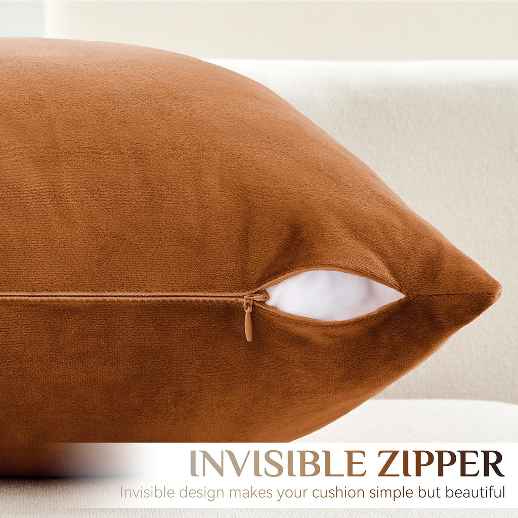 Velvet Throw Pillow Covers 18x18 Set of 4, Sand Gradient