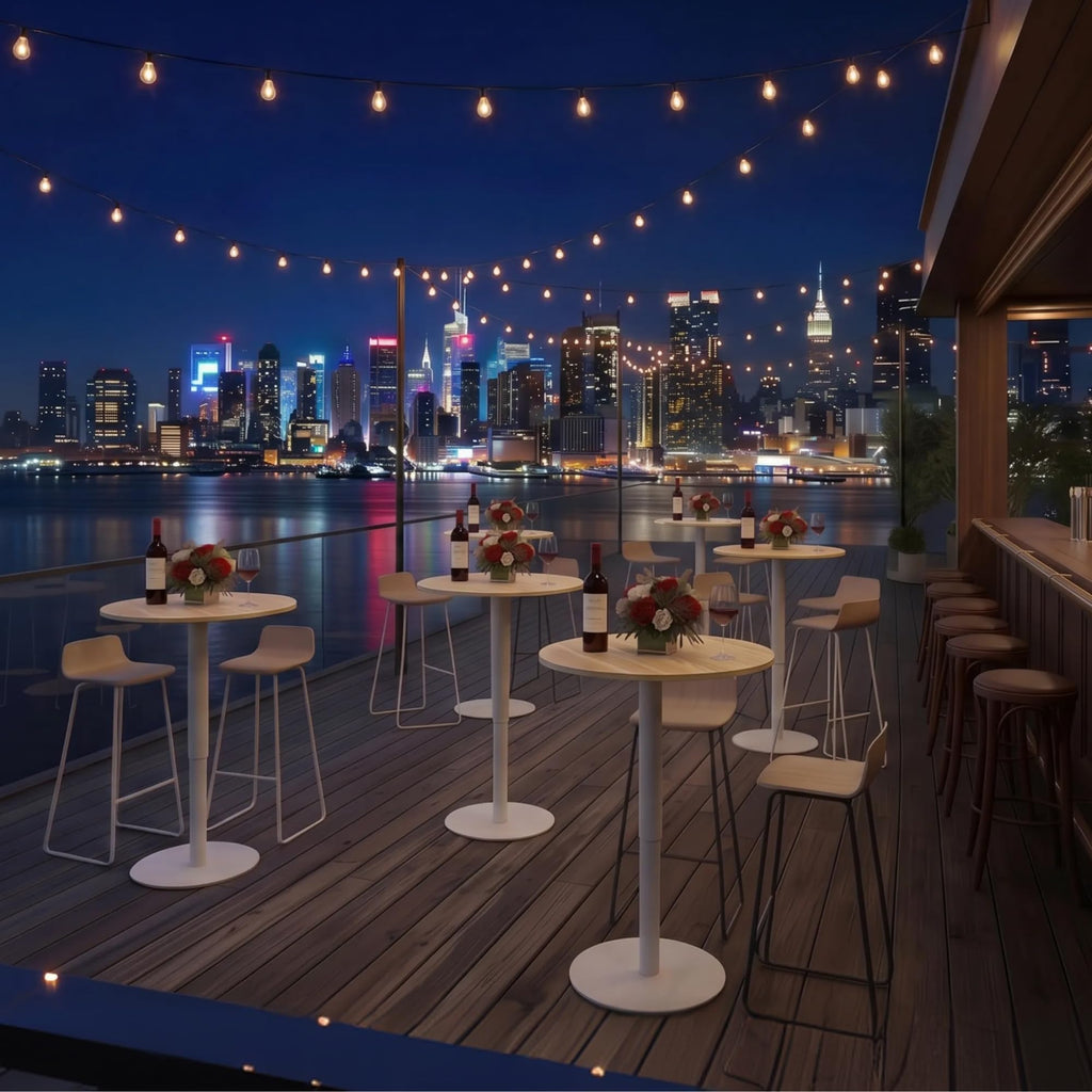 23.6'' Pneumatic Height Adjustable Round Dining Table Bar Table