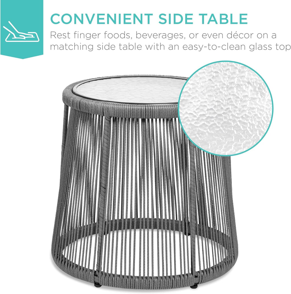 Best Choice Products 3-Piece Patio Conversation Bistro Set, Outdoor All-Weather Wicker Furniture for Porch