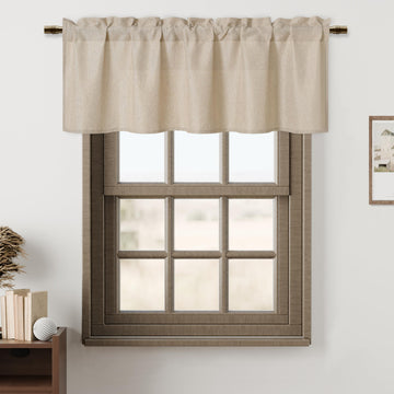 Faux Linen Valance Curtains for Farmhouse Beige 42 x 12 in 1 Panel