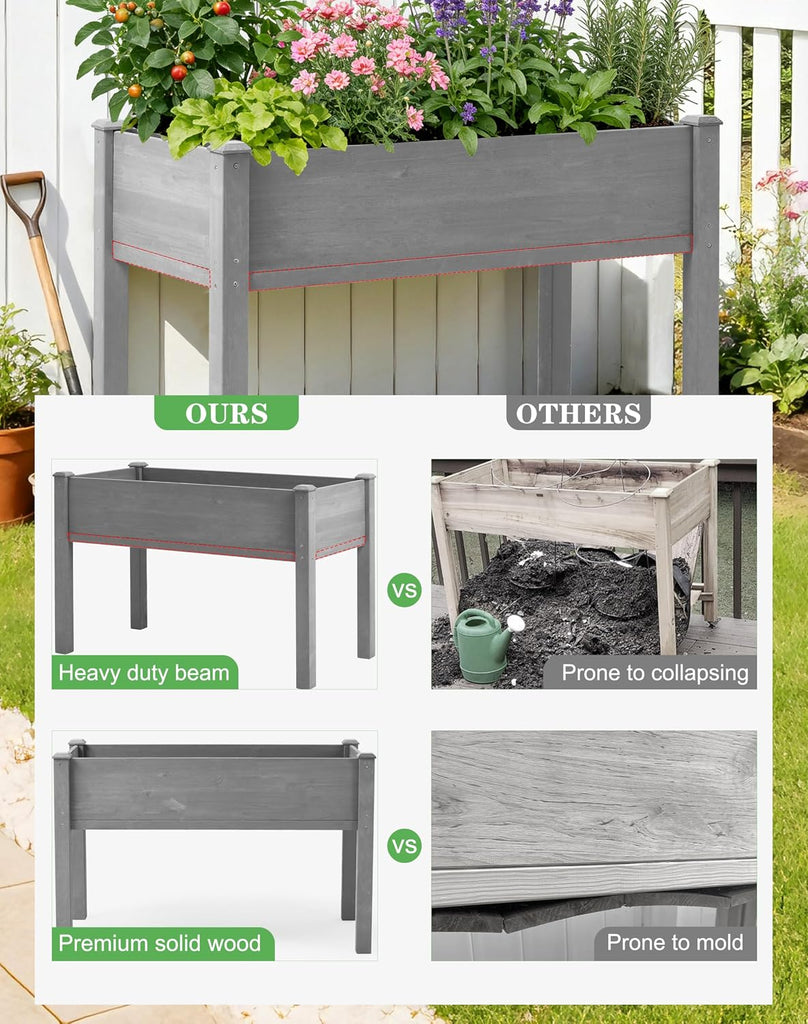 Raised Garden Bed with Legs, 48×24×30 Cedar Wood Elevated Planter Box | Large Growing Capacity,Premium Cedar