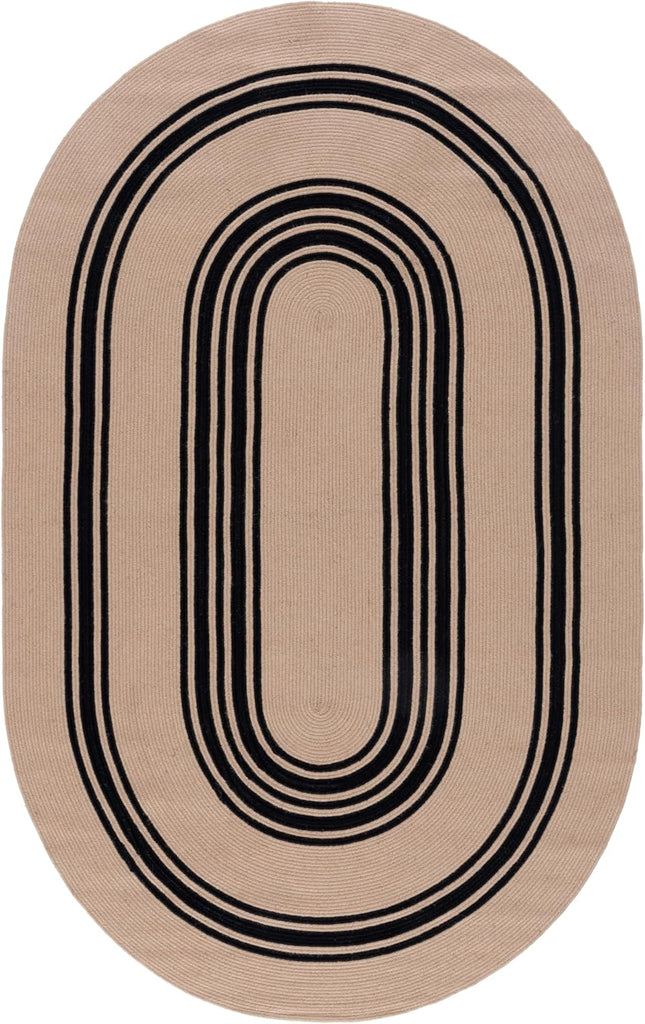 Braided Oval Rug 5x8, Jute Textured Brown & Black BRA804Z