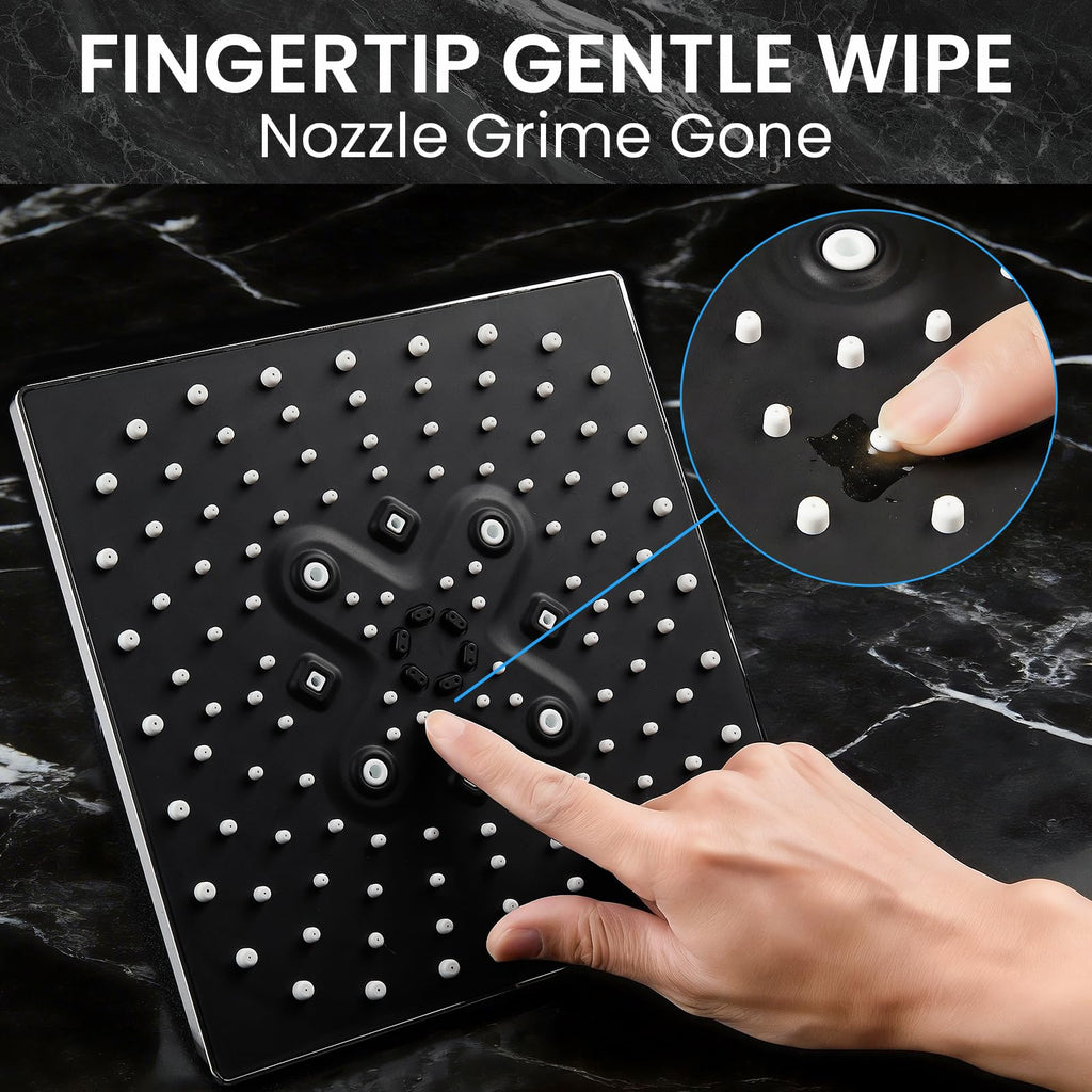 Multi-Function Rain Shower Head with Handheld, High Pressure, Square