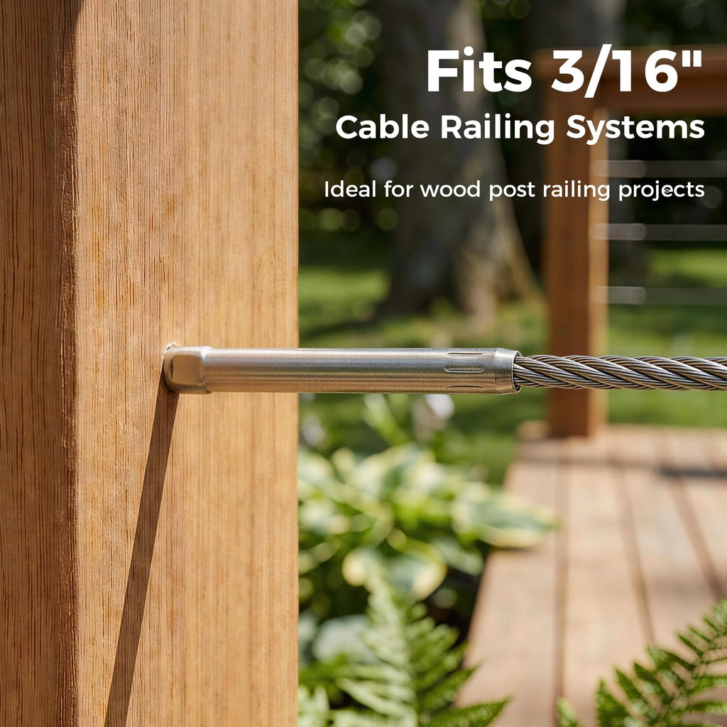 40 Pack 3/16" Stainless Steel Cable Railing kit for Wood Post