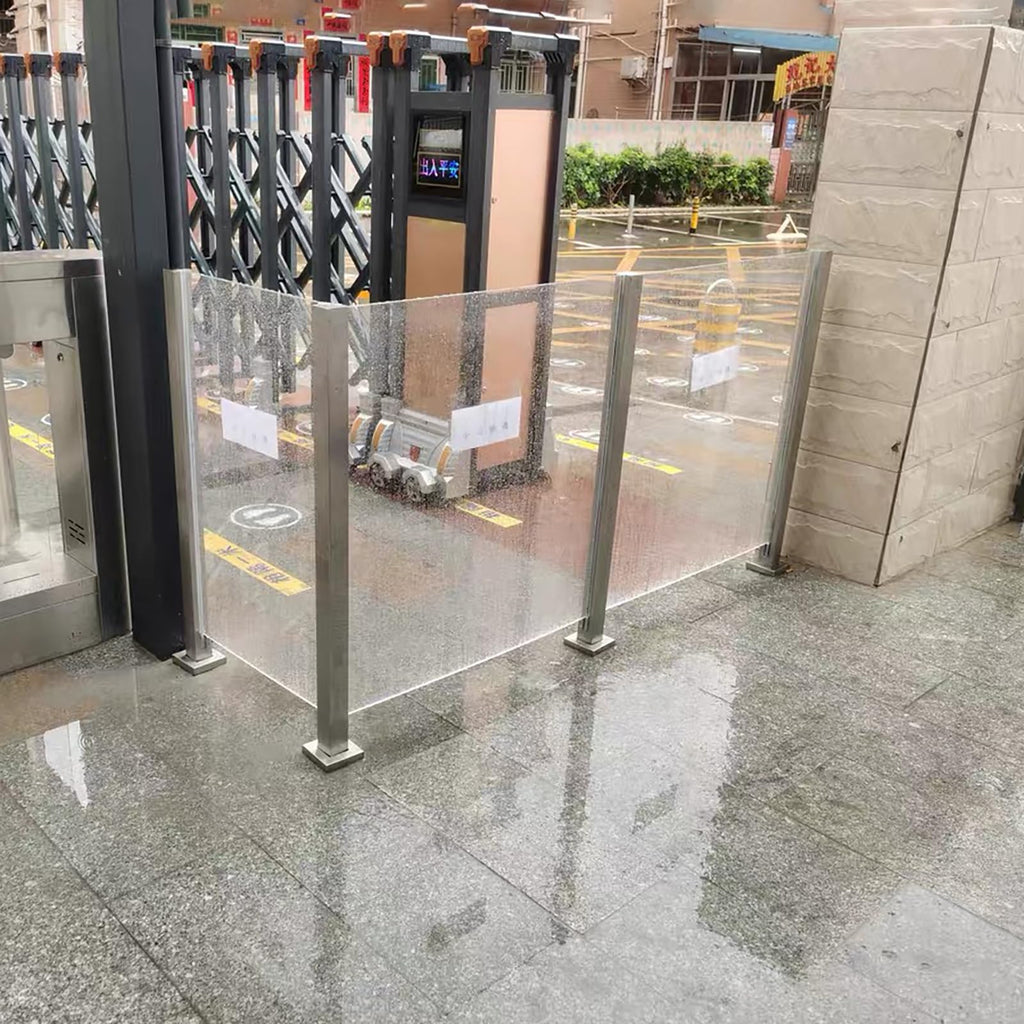 Glass Railing Post, No-Punch Glass Railing System with Spigot Slots & Base, Heavy-Duty 304 Stainless Steel Clamp for
