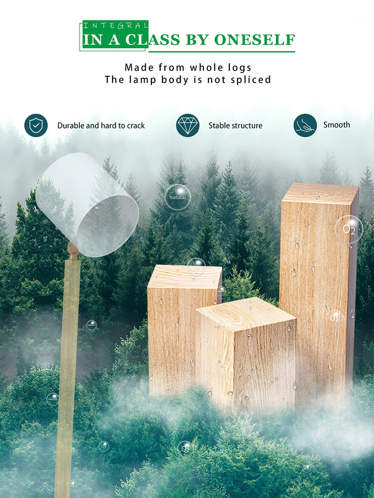 Wood Floor Lamp Standing Reading Light - Crius Series