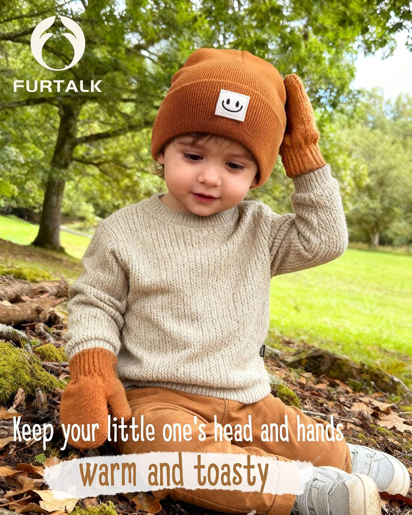 Baby Beanie and Mittens Set Toddler Beanie Warm Winter Hat Gloves Boys Girls