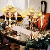 4 Pcs 5 Arm Crystal Candelabra Centerpieces for Tables 21.5 Inch Tall Crystal Candle Holders Bowlrty Events Table