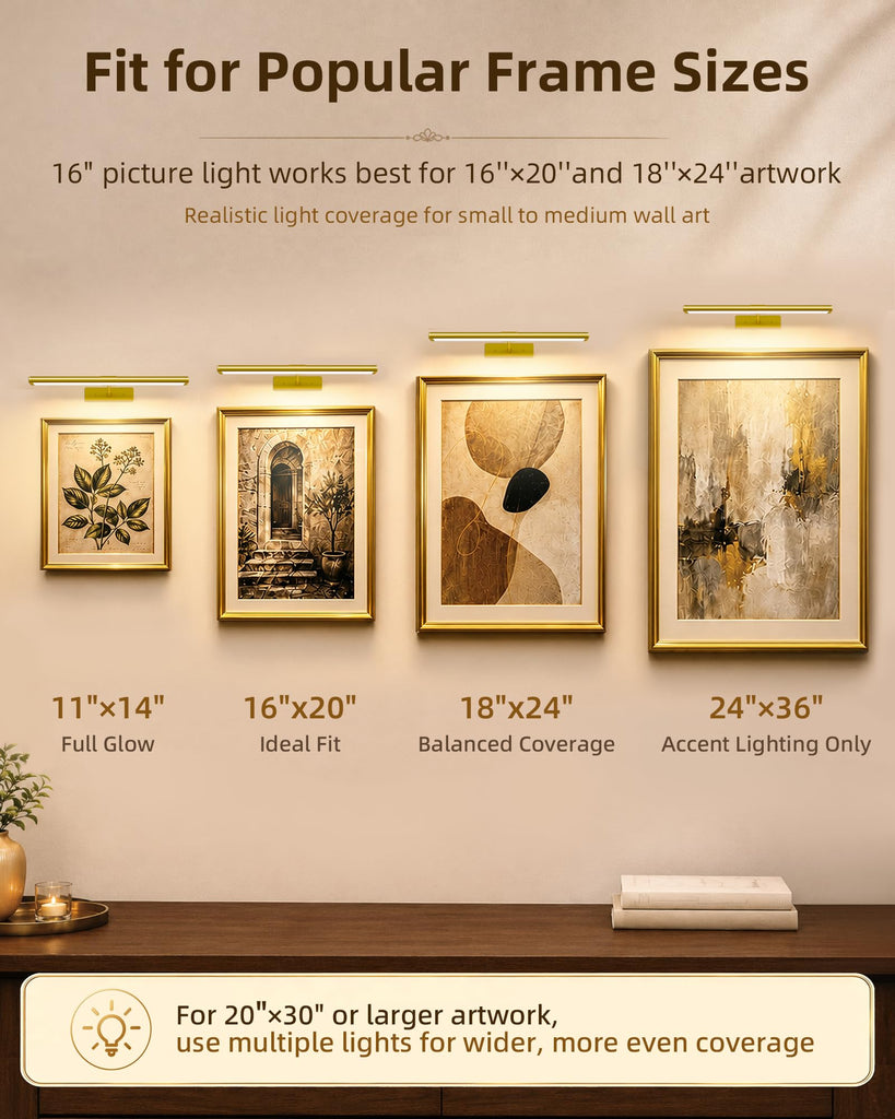 Picture Light for Wall, 4800mAh Rechargeable Wireless Remote, 16'' Dimmable Magnetic LED Art Display Light with 3