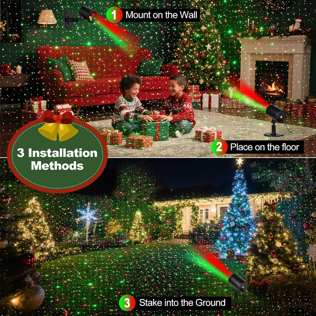 Christmas Projector Lights Outdoor, Red & Green Laser Light Projector