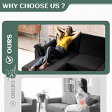 Convertible Sectional Couches, 3 Seat L Shaped Couch Sofa with Removable Pillows Soft Corduroy Fabric Small Couch Mid