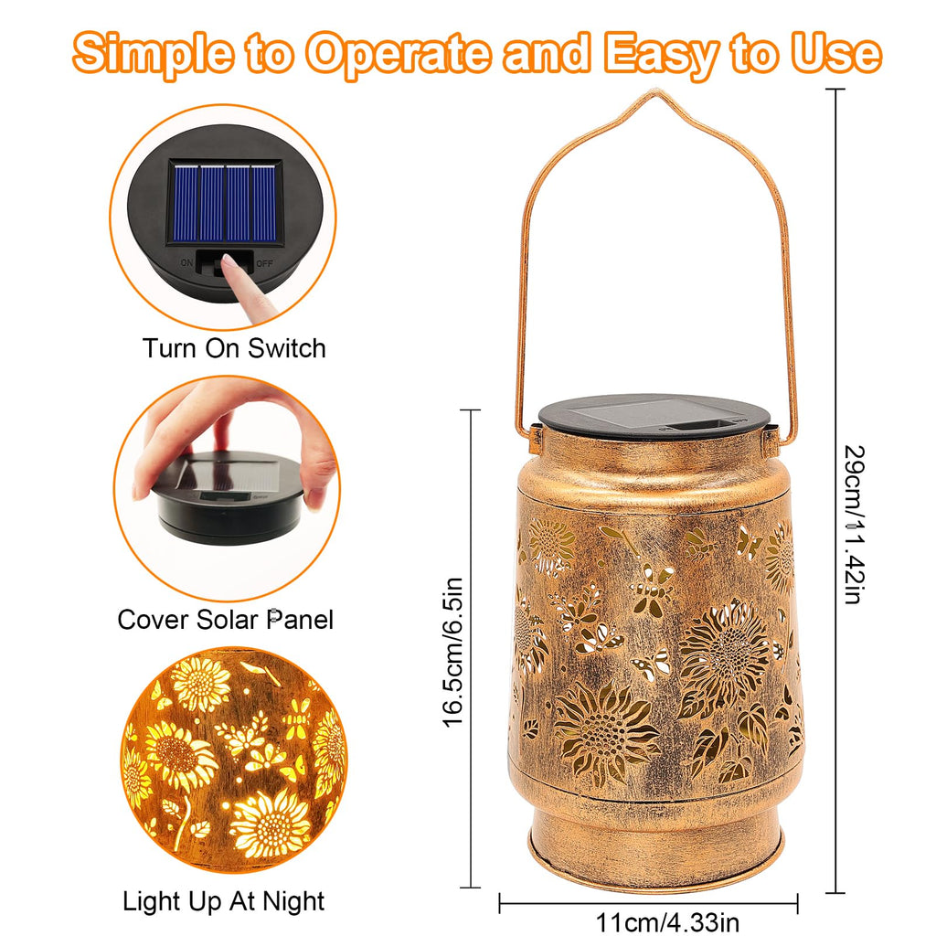 Sunflower Solar Lanterns Outdoor Waterproof, Birthday Gifts for Women Mom