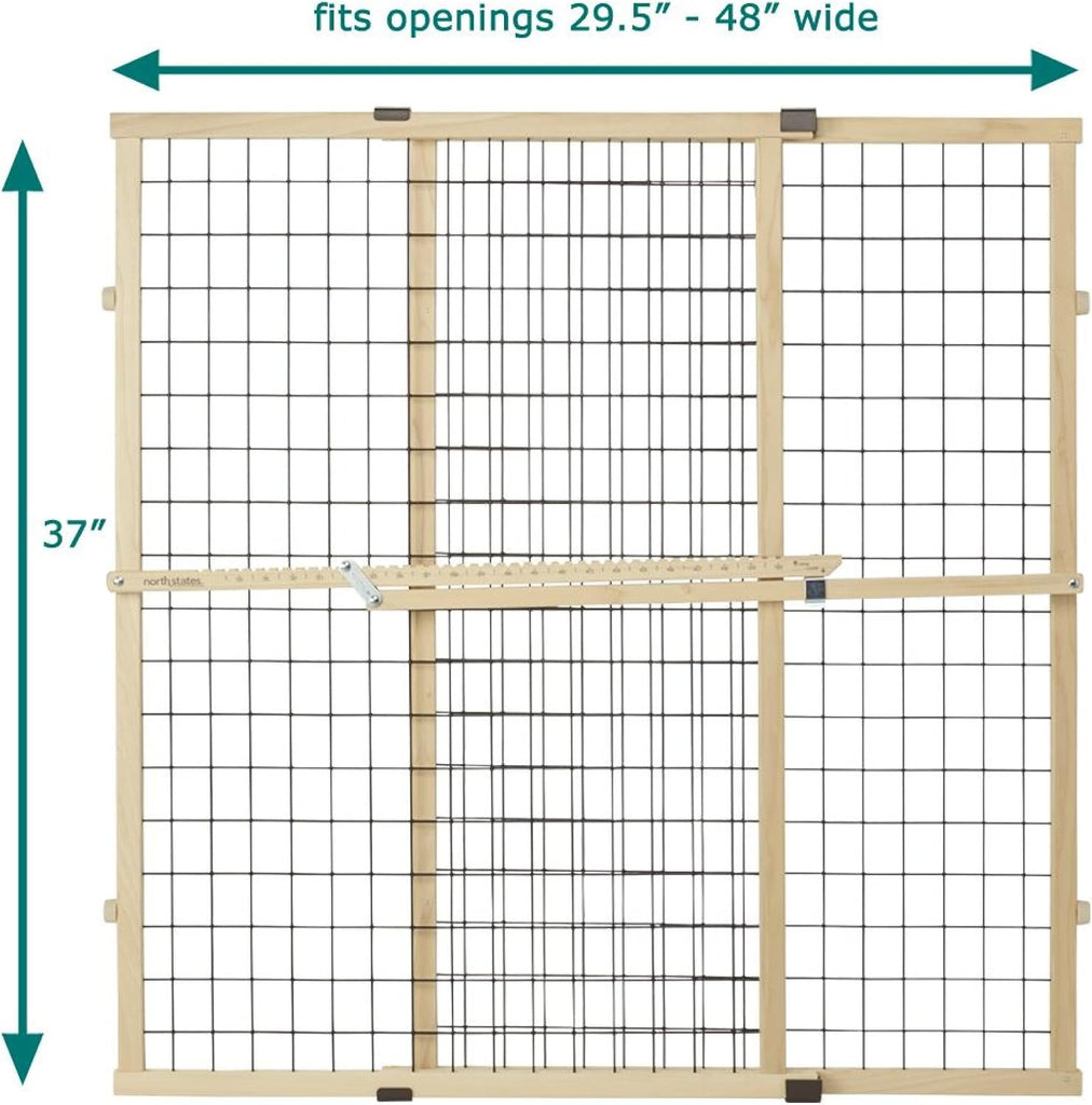Wire Mesh Dog Gate: 29.5"-40" Wide, Pressure Mounted with No Tools; Expandable, Durable Pet Gates for Doors