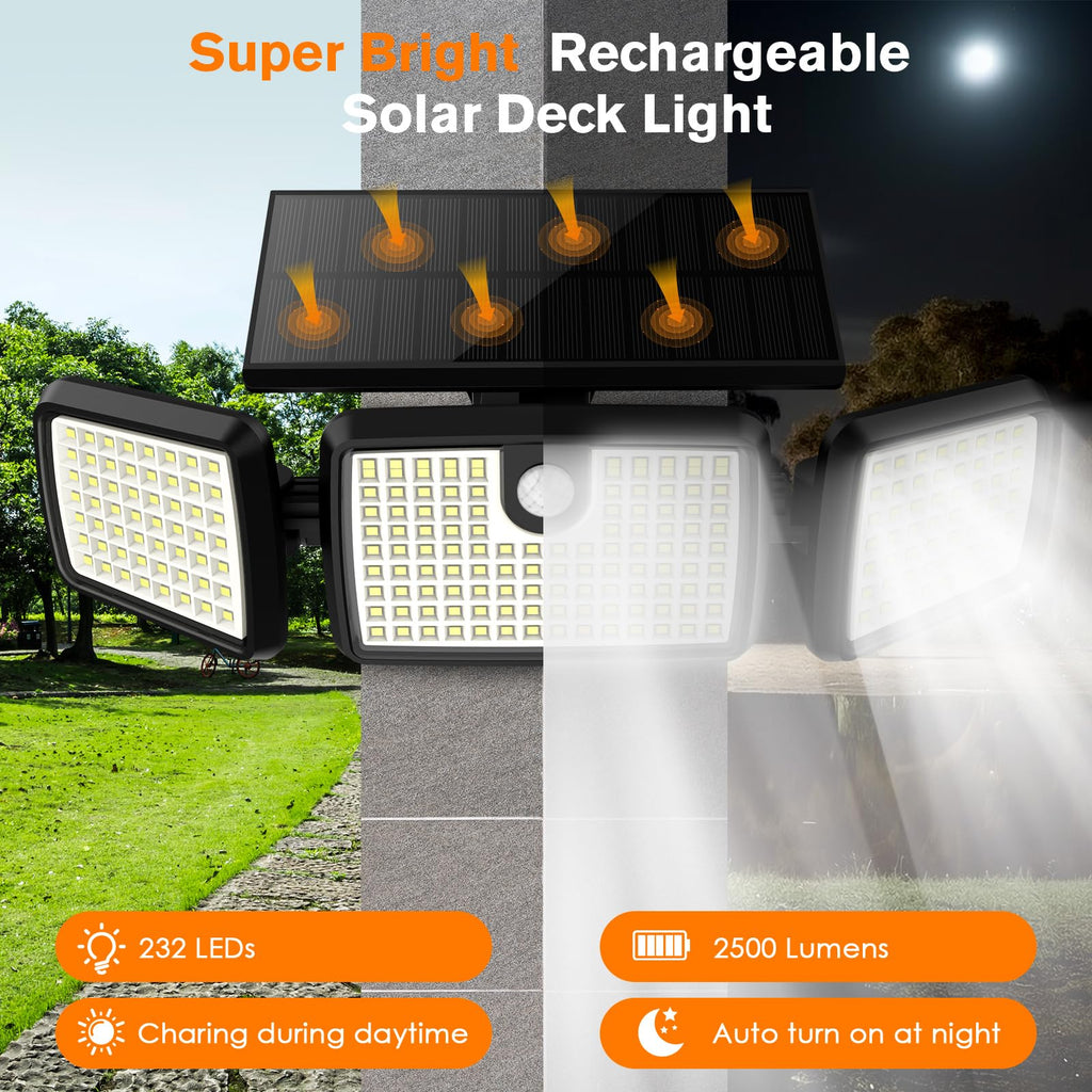 Solar Lights Outdoor, Quick Charge Solar Motion Deck Lights Outdoor for Deck with High Brightness, Larger Built