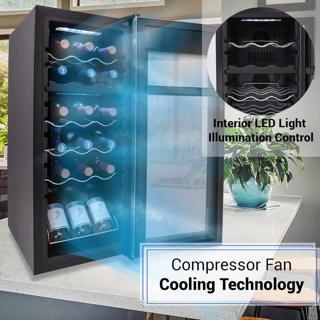 18 Bottle Wine Fridge | Dual Zone Wine Chiller | Adjustable Temperature 41°F to 