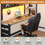 Loft Bed with Desk Full,Full Bed Frame with 6 Storage Drawers