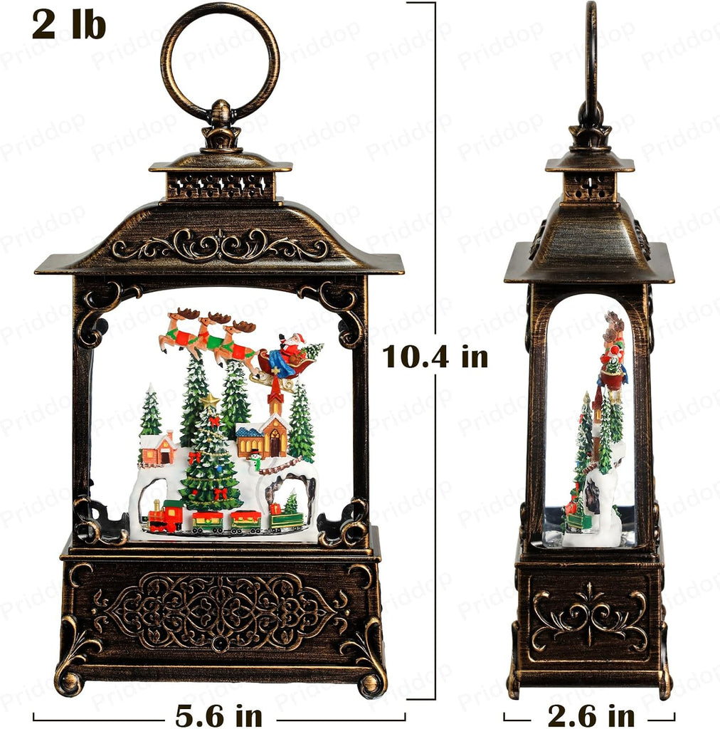 Village Snow Globe Christmas Decorations Indoor Santa Claus Reindeer Church Cabin Snow Village Scene Gifts Classic