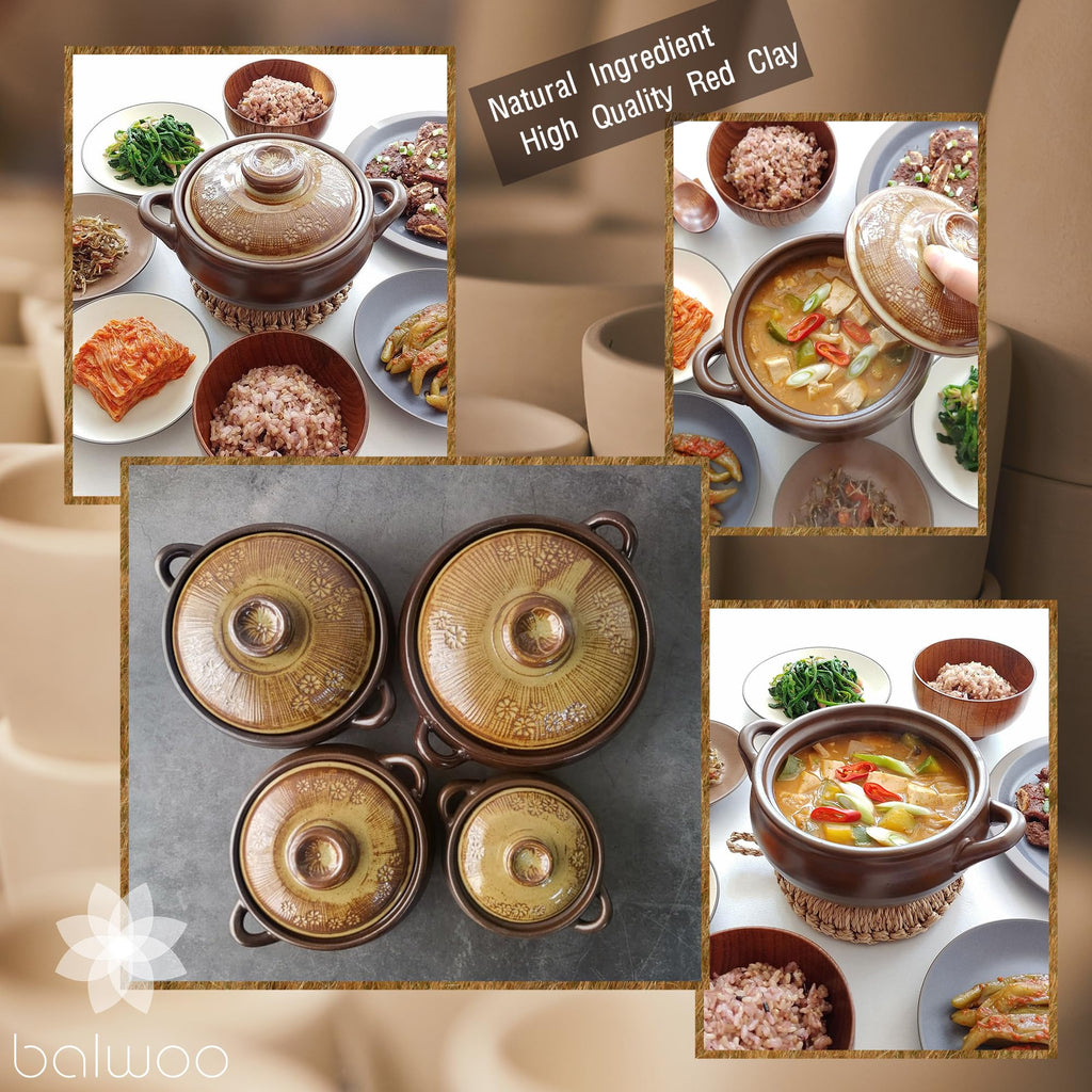 Korean Pot [Buncheong] MUD GLAZE Earthenware Ttukbaegi, Natural Ceramic Clay Cooking Pot Casserole, Heat Resistant