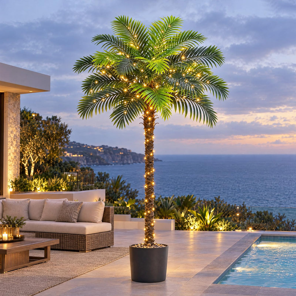 7FT Artificial Phoenix Palm Tree, Faux Coconut for Indoor Outdoor