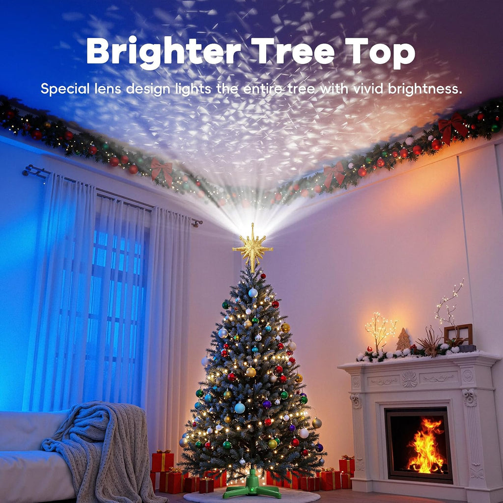 Christmas Tree Topper with Wide Coverage Light, Starlight Gold