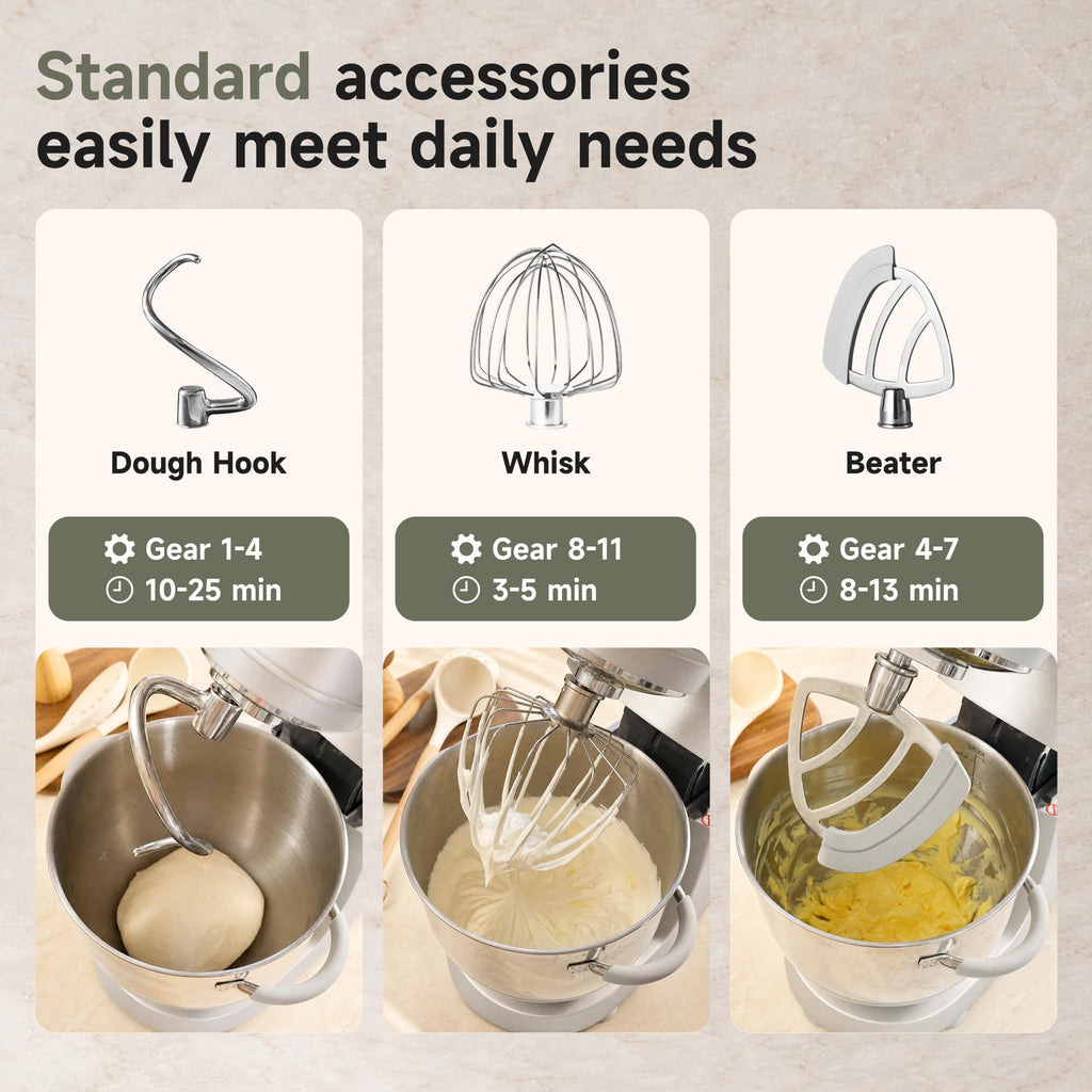 Stand Mixer 6QT XL Large, 4.5" LED Touch Screen Electric Household Stand Up Mixer, Full Metal Structure Standing