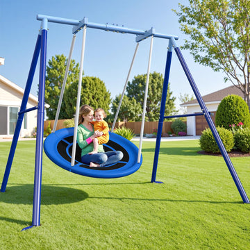 50" Large Saucer Swing Set for Backyard, Heavy Duty 600 lbs Family Swing