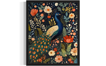 Peacock Unframed Art Print Poster, William Morris Style Retro Mid Century Botanical Victorian Dark Academia Gothic