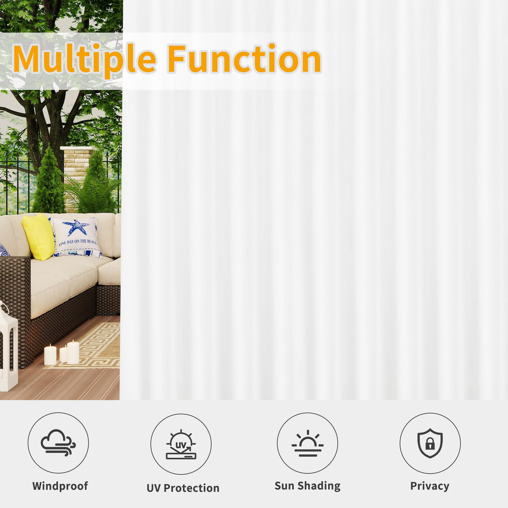 Outdoor Patio Curtains 2 Panels, 110x96 inch, White