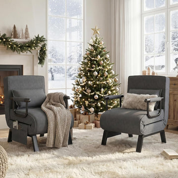 Sleep Chair Set of 2, Sleeper Chair (Dark Grey)