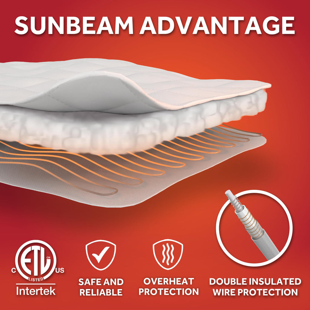Electric Premium Water Resistant Restful Quilted Heated Mattress Pad, 12 Heat Settings, 12-Hour Selectable Auto