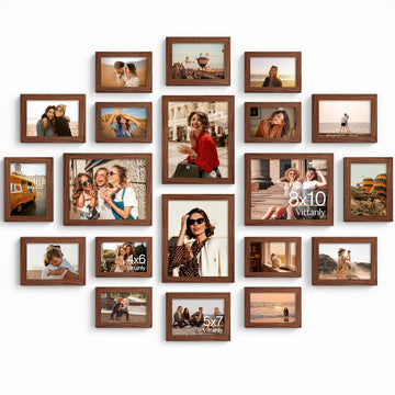 20 Pack Picture Frames Collage Wall Decor, Walnut Brown
