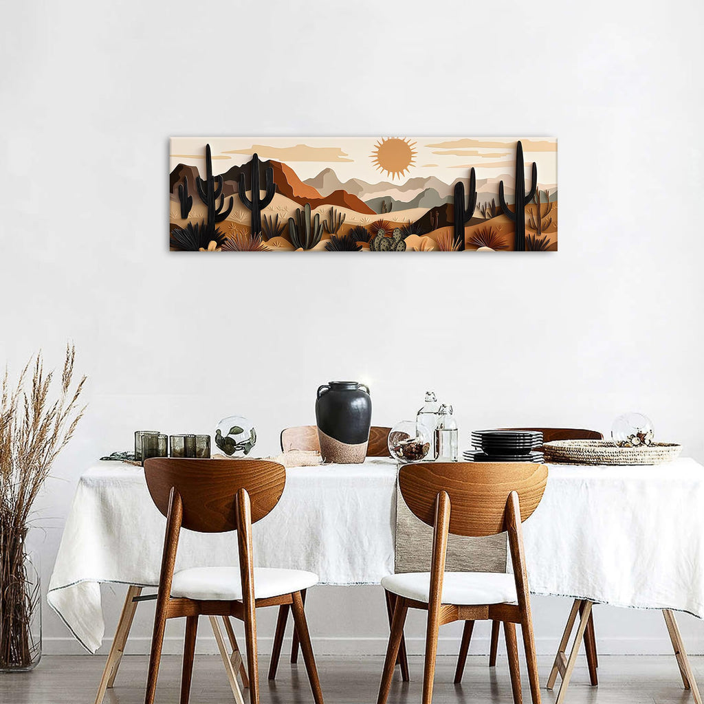 Cactus Wall Art Boho Desert Wall Decor Mid Century Modern Beige Minimalist Geometric Picture Abstract Mexican