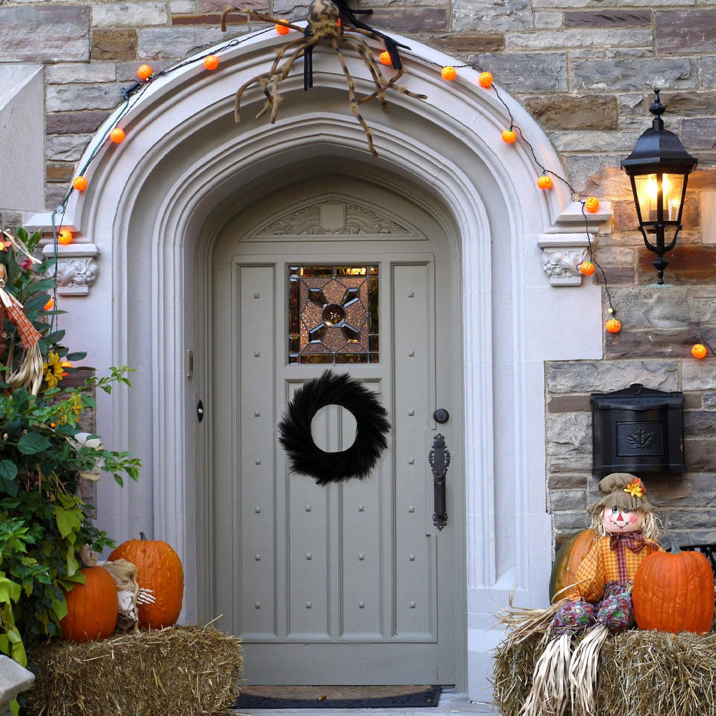 Pampas Grass Wreath 24 Inch Farmhouse Wreath for Front Door Black