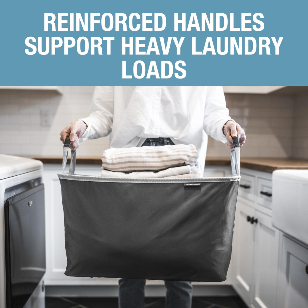 Collapsible Laundry Baskets, 60L 2 Pack, 55 lb, Pop-Up, Charcoal