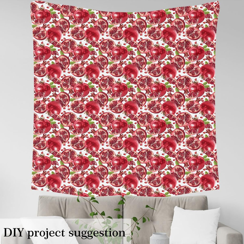 Red Pomegranate Fabric by The Yard Watercolor 3D Abstract Delicious Fruit No Stretch Sewing Fabric Outdoor Nature