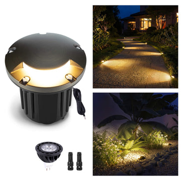 In Ground Well Light - Brass 12V Ip65 Waterproof Outdoor Landscape Lighting, Low Voltage LED In-Grade Turret Top