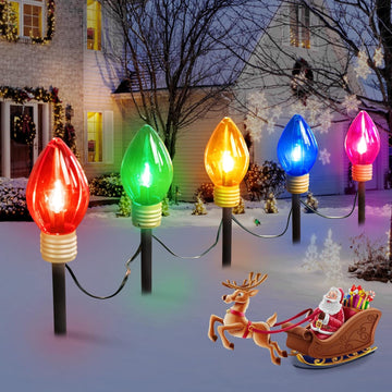 Jumbo C9 Christmas Pathway Lights Outdoor, 2 Pack Total 17 Feet 10 LED