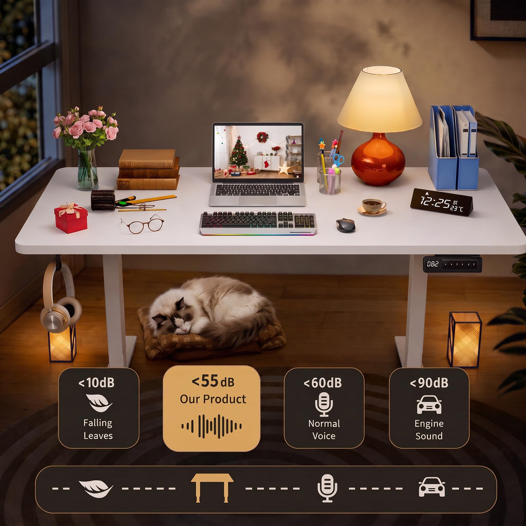 63x24 Inch Electric Standing Desk with Mouse Pad, White