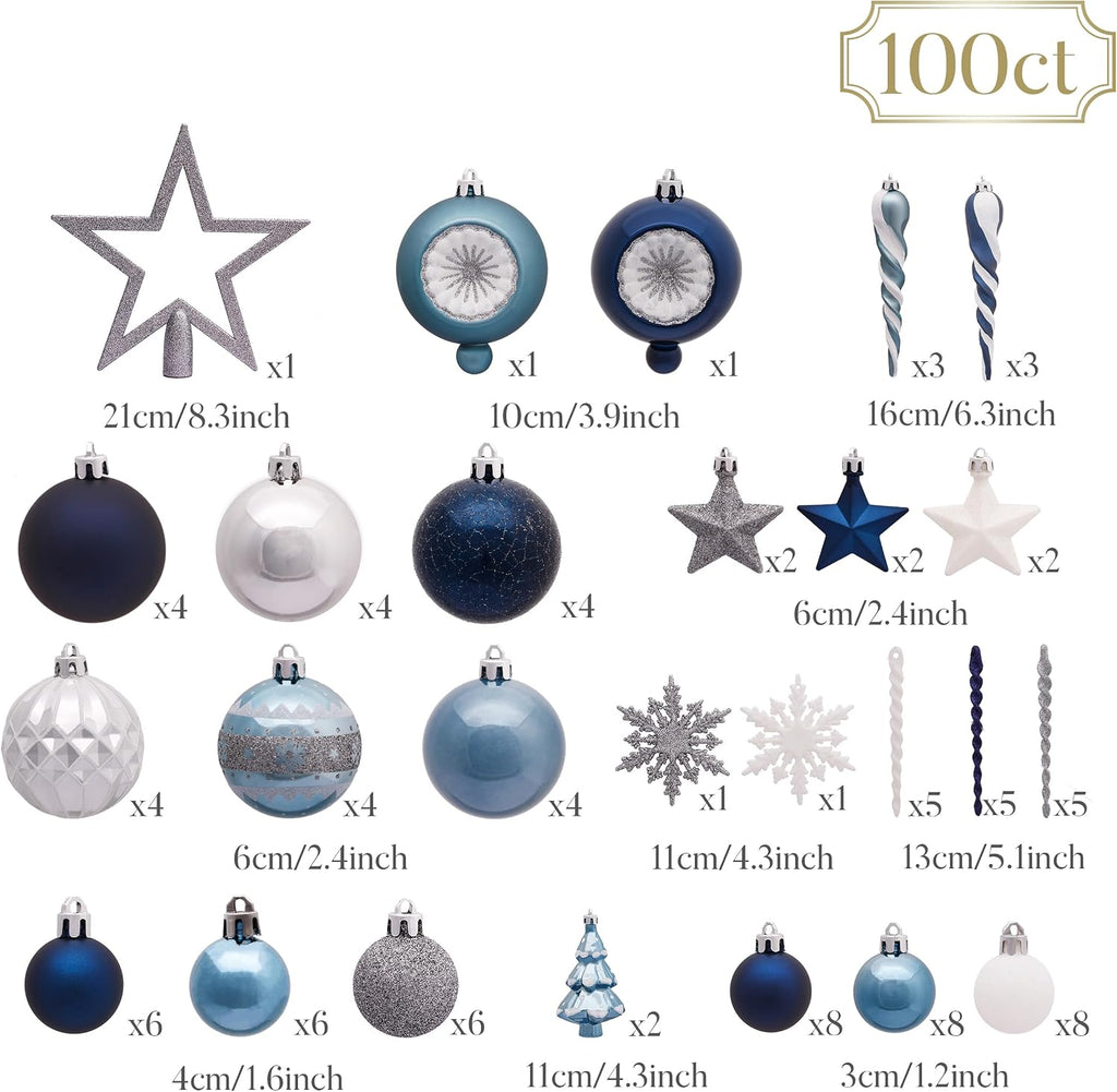 100ct Christmas Tree Decorations Ball Ornaments Set Medium