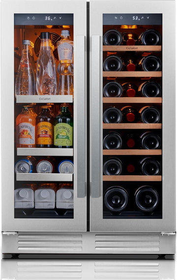 24 Inch Wine and Beverage Refrigerator, 60 Can and 20 Bottle Wine Fridge 36-72°F