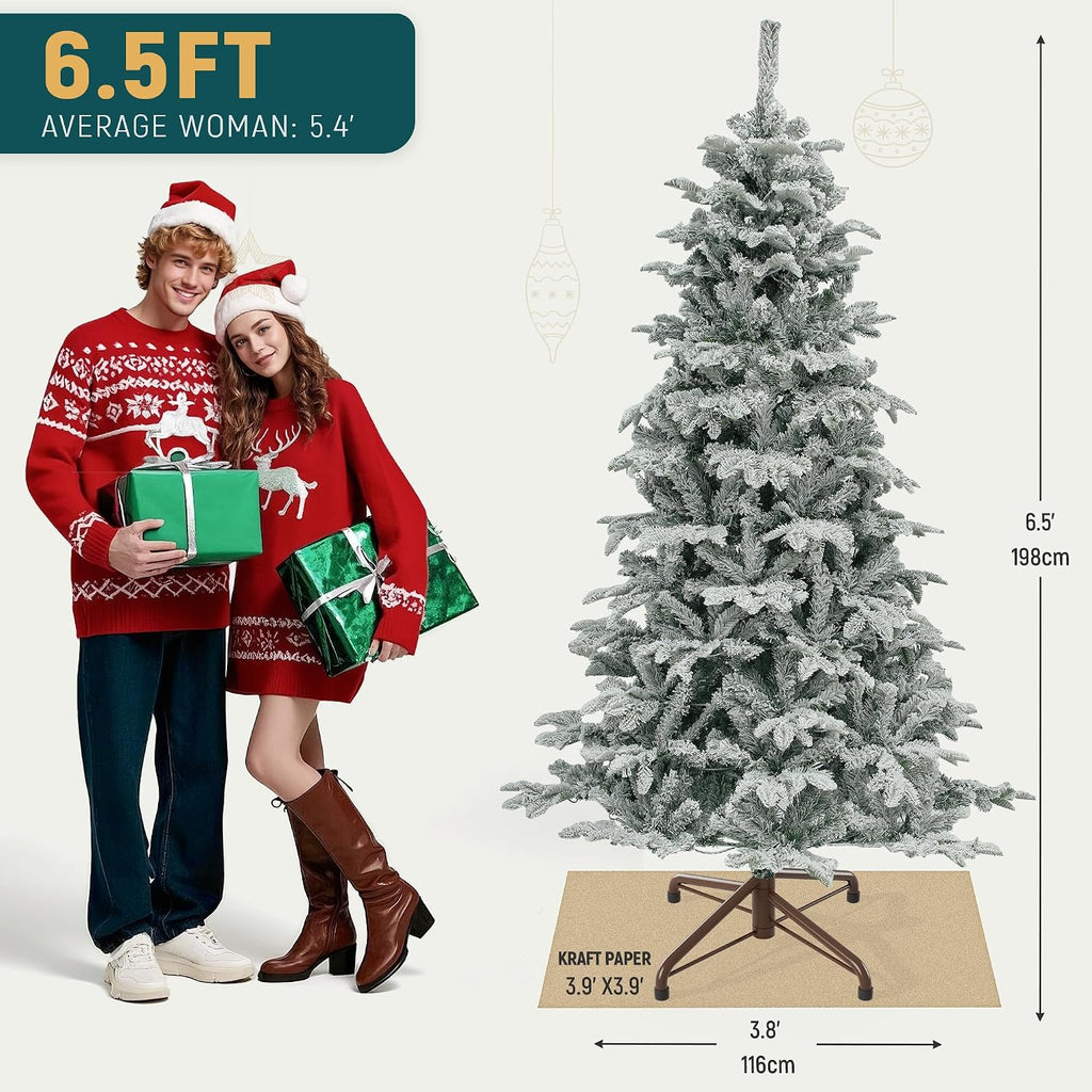 Prelit Natural Layered Flocked Christmas Tree with Remote