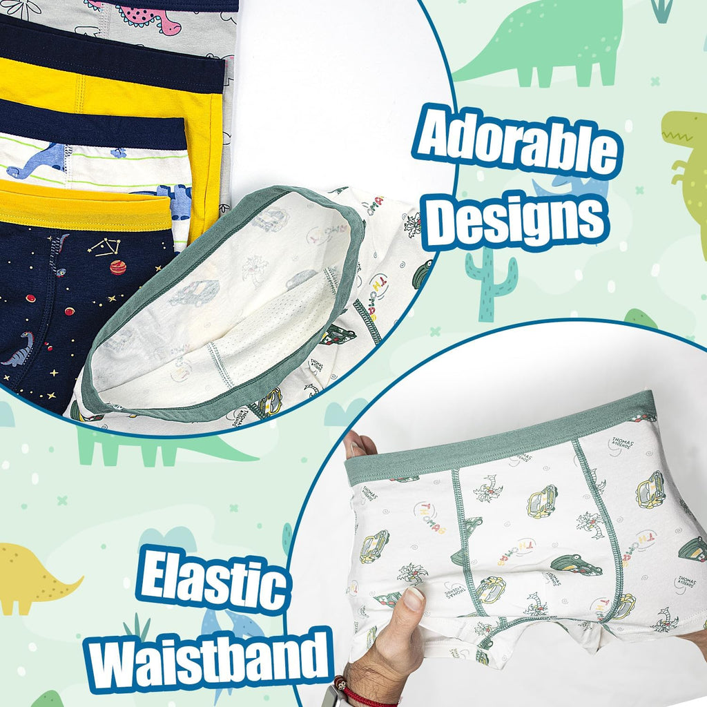 Boys Underwear 5 Pack, Toddler Boxer Briefs Soft Breathable Kids Shorts Boxer Dinosaur Animals Set