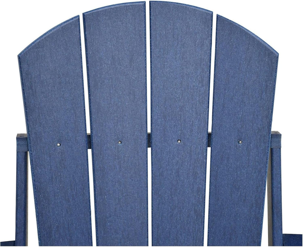 Folding Adirondack Chair - Weather Resistant HDPE Outdoor Lawn Chair - Patio Furniture - Blue/Dark Grey - 350lbs