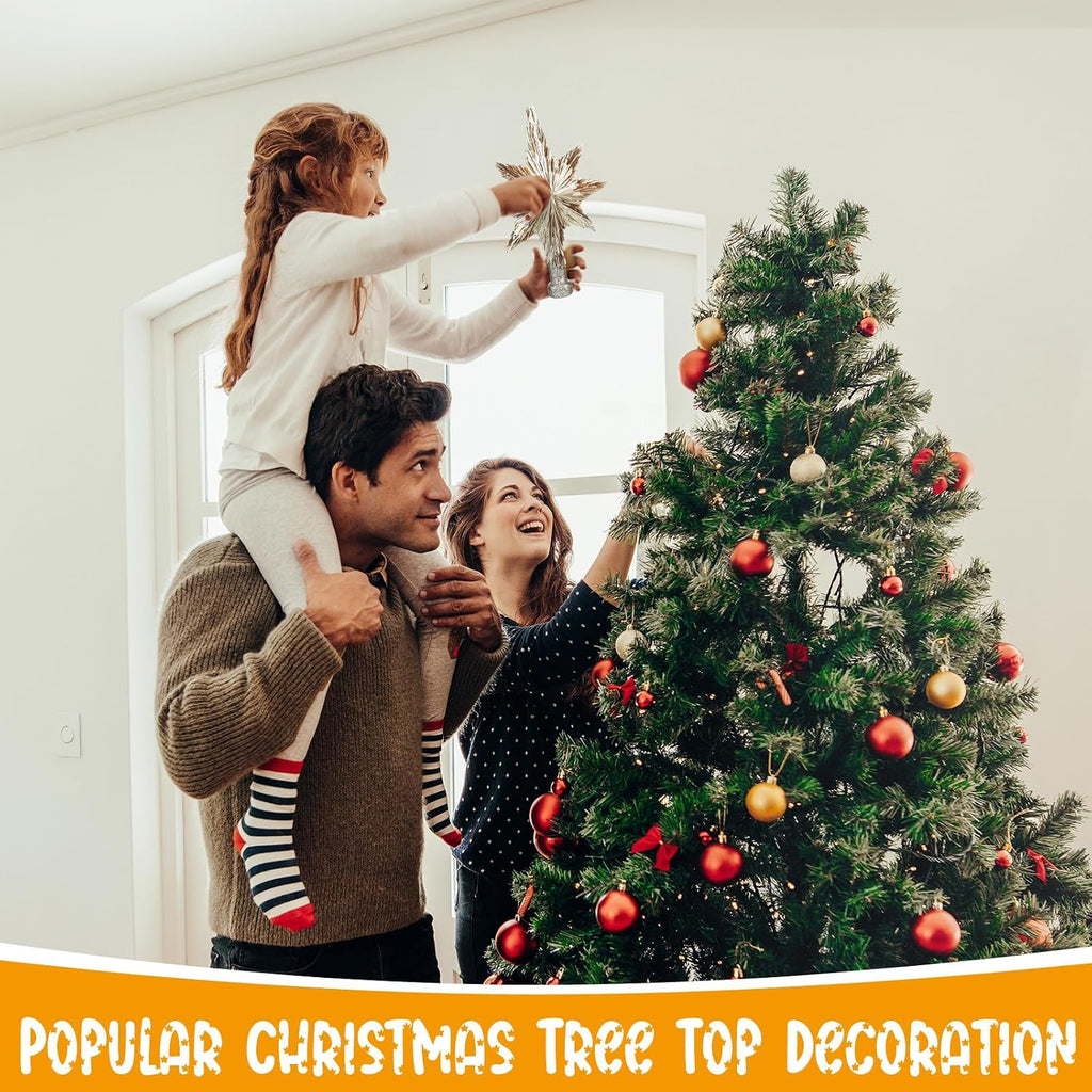 10'' Christmas Tree Star Topper Champaign Gold Glitter Star Treetop