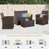 FHFO 4 Piece Outdoor Patio Furniture Sets, Patio Sectional Furniture Conversation Sofa Set