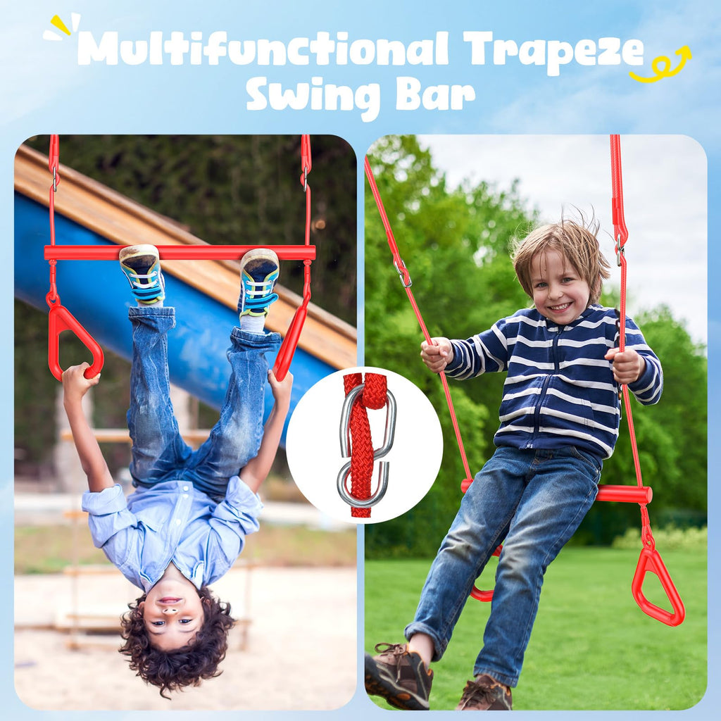 65 ft Ninja Warrior Obstacle Course for Kids with Saucer Tree Swing